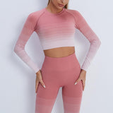 Ruche Tri-Color Women Seamless Yoga Set - 2PCS