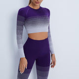 Ruche Tri-Color Women Seamless Yoga Set - 2PCS