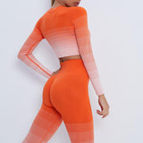 Ruche Tri-Color Women Seamless Yoga Set - 2PCS