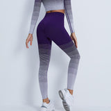 Ruche Tri-Color Women Seamless Yoga Set - 2PCS
