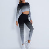 Ruche Tri-Color Women Seamless Yoga Set - 2PCS