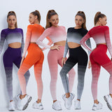 Ruche Tri-Color Women Seamless Yoga Set - 2PCS