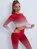 Ruche Tri-Color Women Seamless Yoga Set - 2PCS